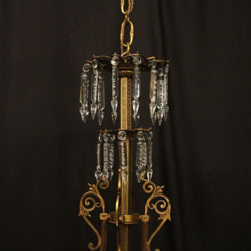 FRENCH GILDED BRONZE 8 LIGHT ANTIQUE GASOLIER - ADDITIONAL PHOTO 8