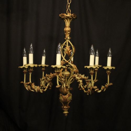 florentine 8 light polychrome chandelier - CATEGORY: ANTIQUE LIGHTING - DATED 1930