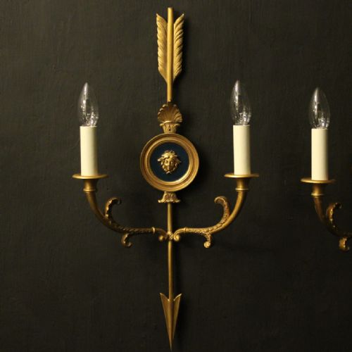 FRENCH GILDED BRONZE TWIN ARM WALL LIGHTS - ADDITIONAL PHOTO 1