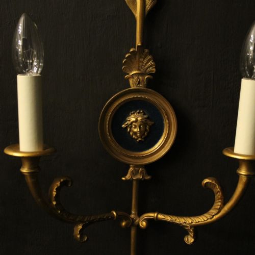 FRENCH GILDED BRONZE TWIN ARM WALL LIGHTS - ADDITIONAL PHOTO 4