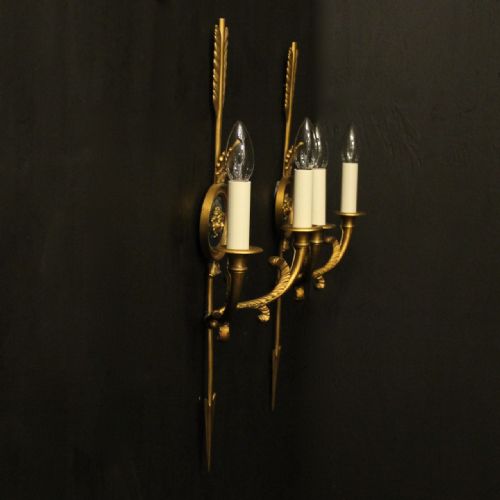 FRENCH GILDED BRONZE TWIN ARM WALL LIGHTS - ADDITIONAL PHOTO 9