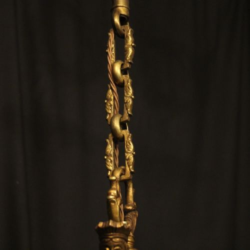 FRENCH GILDED BRONZE 6 LIGHT ANTIQUE CHANDELIER - ADDITIONAL PHOTO 8