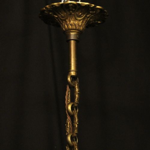 FRENCH GILDED BRONZE 6 LIGHT ANTIQUE CHANDELIER - ADDITIONAL PHOTO 9