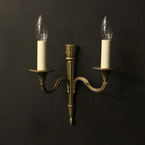 FRENCH PAIR OF GILDED EMPIRE ANTIQUE WALL LIGHTS - ADDITIONAL PHOTO 1