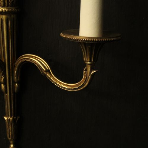 FRENCH PAIR OF GILDED EMPIRE ANTIQUE WALL LIGHTS - ADDITIONAL PHOTO 2