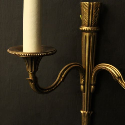 FRENCH PAIR OF GILDED EMPIRE ANTIQUE WALL LIGHTS - ADDITIONAL PHOTO 4