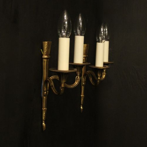 FRENCH PAIR OF GILDED EMPIRE ANTIQUE WALL LIGHTS - ADDITIONAL PHOTO 9