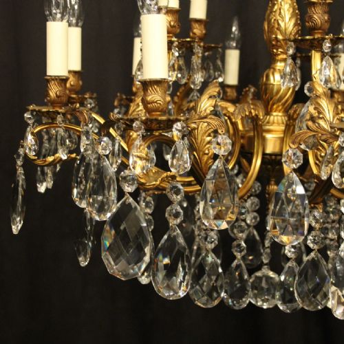 FRENCH 15 LIGHT GILDED BRONZE CRYSTAL ANTIQUE CHANDELIER - ADDITIONAL PHOTO 2