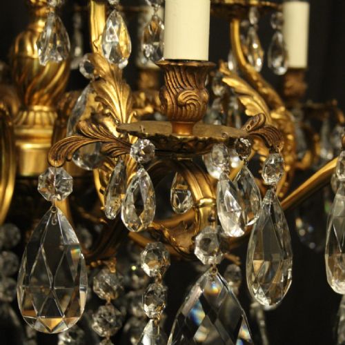 FRENCH 15 LIGHT GILDED BRONZE CRYSTAL ANTIQUE CHANDELIER - ADDITIONAL PHOTO 3