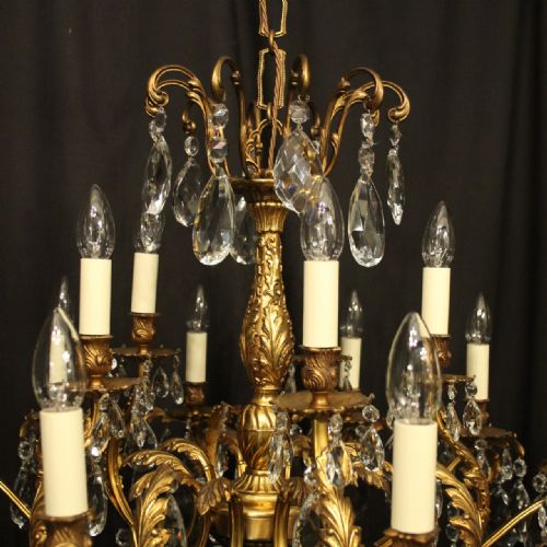 FRENCH 15 LIGHT GILDED BRONZE CRYSTAL ANTIQUE CHANDELIER - ADDITIONAL PHOTO 7