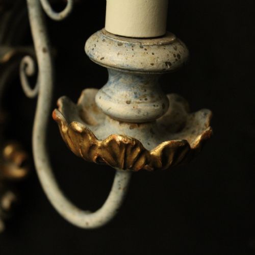 ITALIAN PAIR OF POLYCHROME GILDED WALL LIGHTS - ADDITIONAL PHOTO 7