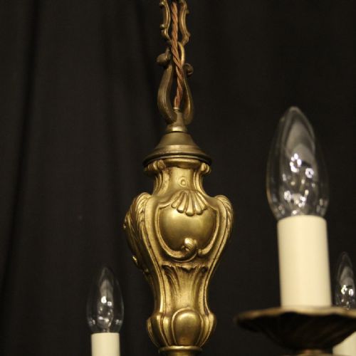 FRENCH PAIR BRONZE 6 LIGHT ANTIQUE CHANDELIERS - ADDITIONAL PHOTO 7