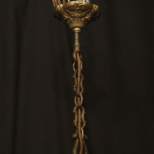 FRENCH PAIR BRONZE 6 LIGHT ANTIQUE CHANDELIERS - ADDITIONAL PHOTO 9