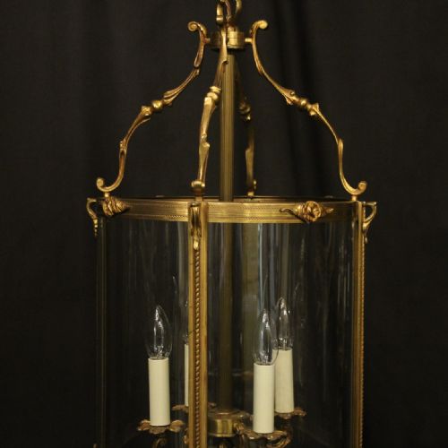 FRENCH LARGE GILDED BRONZE ANTIQUE CONVEX HALL LANTERN - ADDITIONAL PHOTO 1