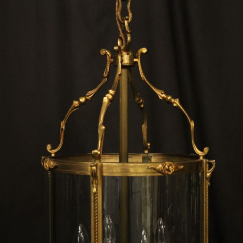 FRENCH LARGE GILDED BRONZE ANTIQUE CONVEX HALL LANTERN - ADDITIONAL PHOTO 2