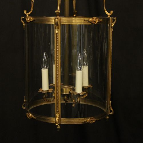 FRENCH LARGE GILDED BRONZE ANTIQUE CONVEX HALL LANTERN - ADDITIONAL PHOTO 5