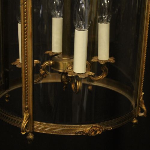FRENCH LARGE GILDED BRONZE ANTIQUE CONVEX HALL LANTERN - ADDITIONAL PHOTO 6
