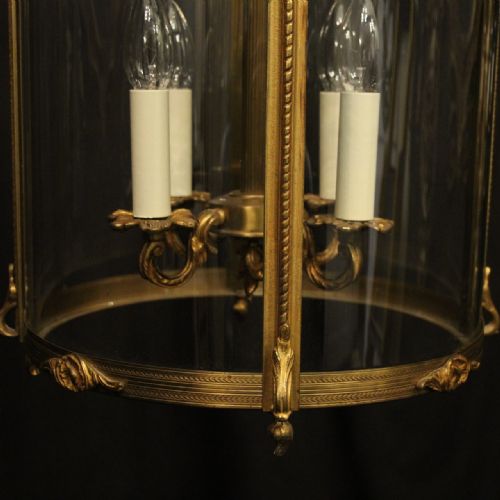 FRENCH LARGE GILDED BRONZE ANTIQUE CONVEX HALL LANTERN - ADDITIONAL PHOTO 7