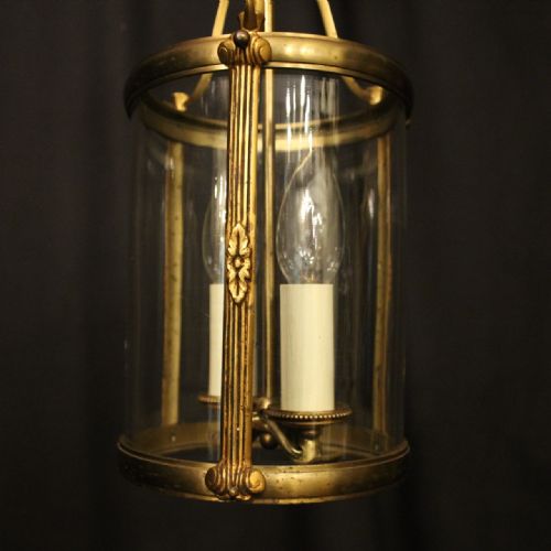 FRENCH GILDED TWIN LIGHT ANTIQUE LANTERN - ADDITIONAL PHOTO 1