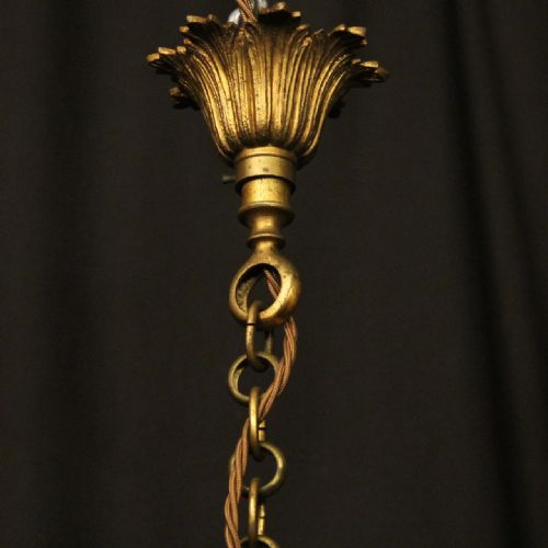 FRENCH GILDED TWIN LIGHT ANTIQUE LANTERN - ADDITIONAL PHOTO 9