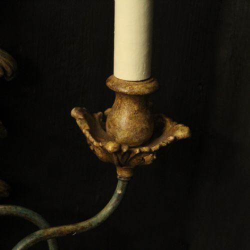 FRENCH PAIR OF POLYCHROME GILDED WALL LIGHTS - ADDITIONAL PHOTO 3