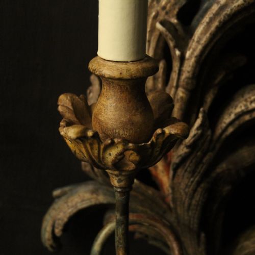 FRENCH PAIR OF POLYCHROME GILDED WALL LIGHTS - ADDITIONAL PHOTO 5