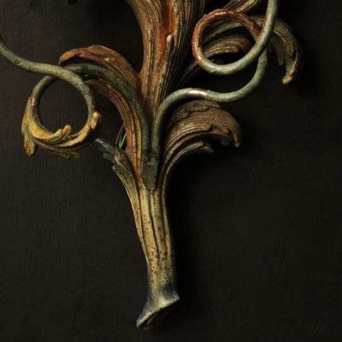FRENCH PAIR OF POLYCHROME GILDED WALL LIGHTS - ADDITIONAL PHOTO 8