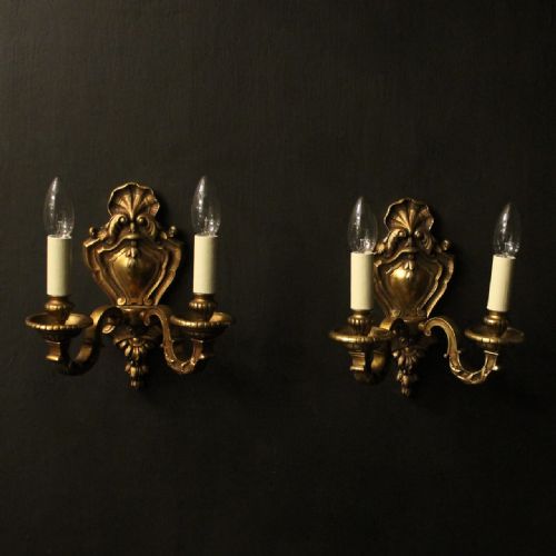 french pair of gilded antique wall lights - CATEGORY: ANTIQUE LIGHTING - DATED 1910