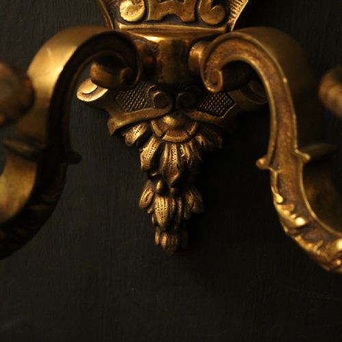 FRENCH PAIR OF GILDED ANTIQUE WALL LIGHTS - ADDITIONAL PHOTO 2