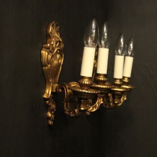 FRENCH PAIR OF GILDED ANTIQUE WALL LIGHTS - ADDITIONAL PHOTO 4