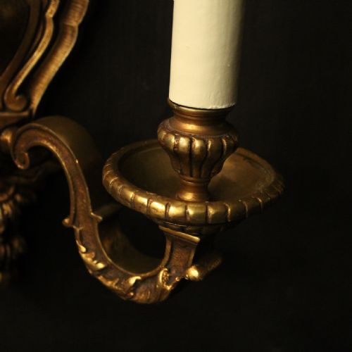 FRENCH PAIR OF GILDED ANTIQUE WALL LIGHTS - ADDITIONAL PHOTO 5