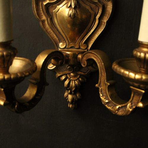 FRENCH PAIR OF GILDED ANTIQUE WALL LIGHTS - ADDITIONAL PHOTO 6