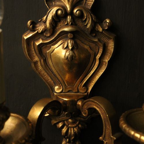 FRENCH PAIR OF GILDED ANTIQUE WALL LIGHTS - ADDITIONAL PHOTO 8