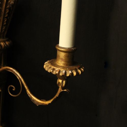FRENCH SET OF 4 GILTWOOD TWIN ARM ANTIQUE WALL LIGHTS - ADDITIONAL PHOTO 7