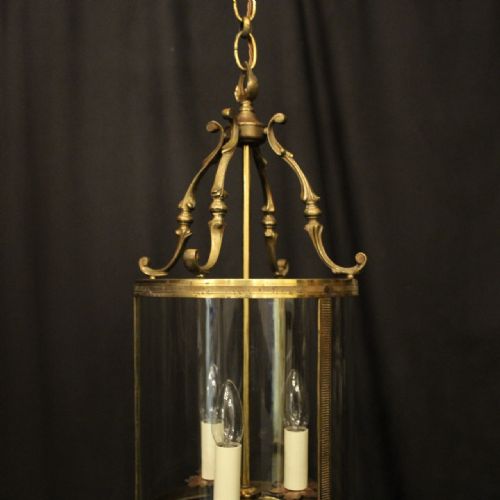 FRENCH GILDED BRASS TRIPLE LIGHT ANTIQUE LANTERN - ADDITIONAL PHOTO 1