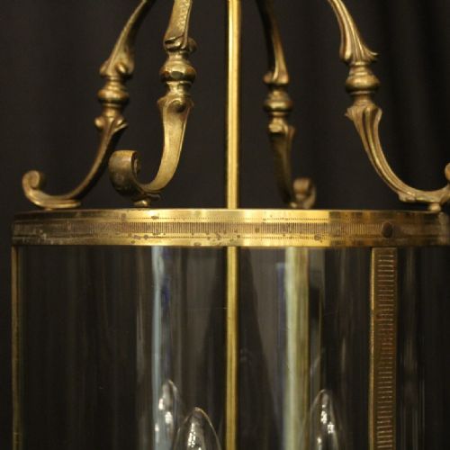 FRENCH GILDED BRASS TRIPLE LIGHT ANTIQUE LANTERN - ADDITIONAL PHOTO 5
