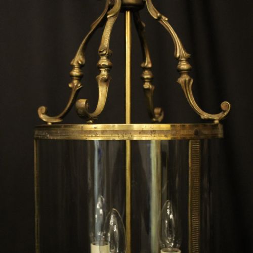 FRENCH GILDED BRASS TRIPLE LIGHT ANTIQUE LANTERN - ADDITIONAL PHOTO 6