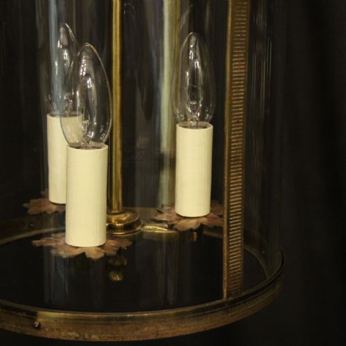 FRENCH GILDED BRASS TRIPLE LIGHT ANTIQUE LANTERN - ADDITIONAL PHOTO 8