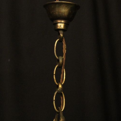 FRENCH GILDED BRASS TRIPLE LIGHT ANTIQUE LANTERN - ADDITIONAL PHOTO 9