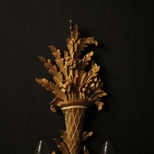 FRENCH PAIR OF GILTWOOD ANTIQUE WALL LIGHTS - ADDITIONAL PHOTO 5