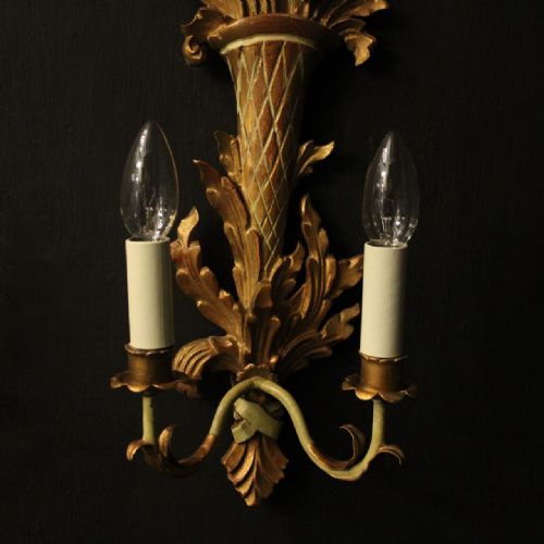 FRENCH PAIR OF GILTWOOD ANTIQUE WALL LIGHTS - ADDITIONAL PHOTO 6