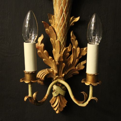FRENCH PAIR OF GILTWOOD ANTIQUE WALL LIGHTS - ADDITIONAL PHOTO 8