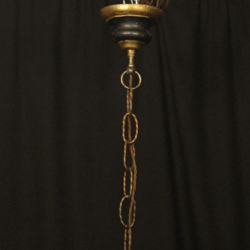 FRENCH 8 LIGHT POLYCHROME TOLEWARE CHANDELIER - ADDITIONAL PHOTO 9