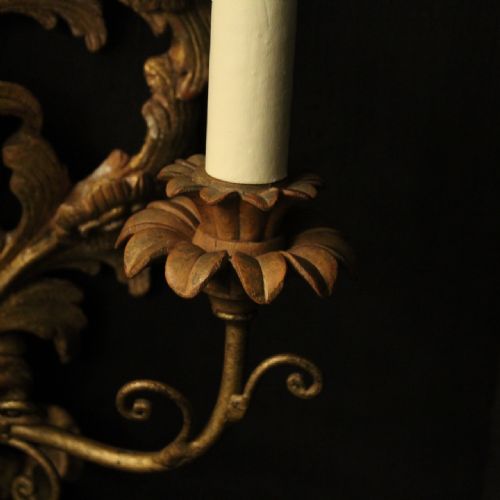 FRENCH PAIR OF GILTWOOD ANTIQUE WALL LIGHTS - ADDITIONAL PHOTO 5