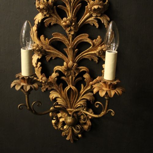 FRENCH PAIR OF GILTWOOD ANTIQUE WALL LIGHTS - ADDITIONAL PHOTO 6