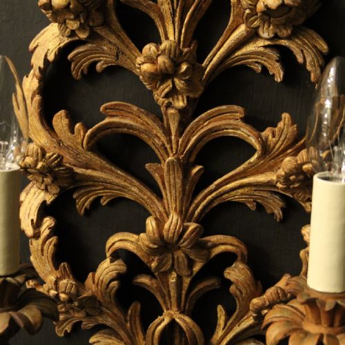 FRENCH PAIR OF GILTWOOD ANTIQUE WALL LIGHTS - ADDITIONAL PHOTO 9
