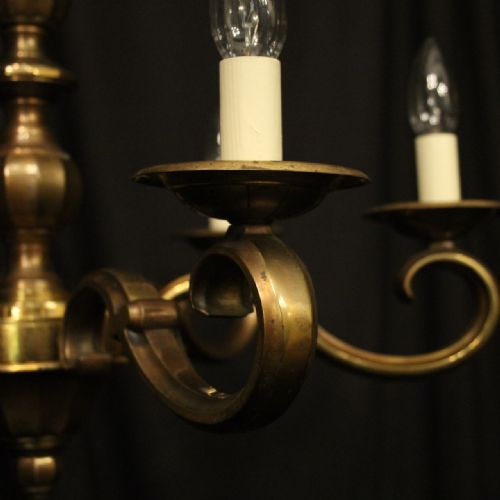 ENGLISH BRONZE 6 LIGHT ANTIQUE CHANDELIER - ADDITIONAL PHOTO 1