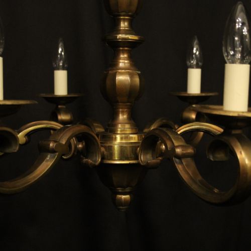 ENGLISH BRONZE 6 LIGHT ANTIQUE CHANDELIER - ADDITIONAL PHOTO 2