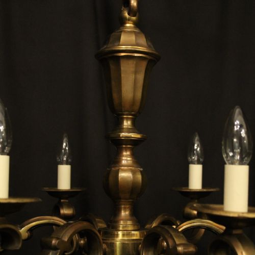 ENGLISH BRONZE 6 LIGHT ANTIQUE CHANDELIER - ADDITIONAL PHOTO 3