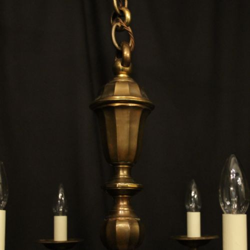 ENGLISH BRONZE 6 LIGHT ANTIQUE CHANDELIER - ADDITIONAL PHOTO 4
